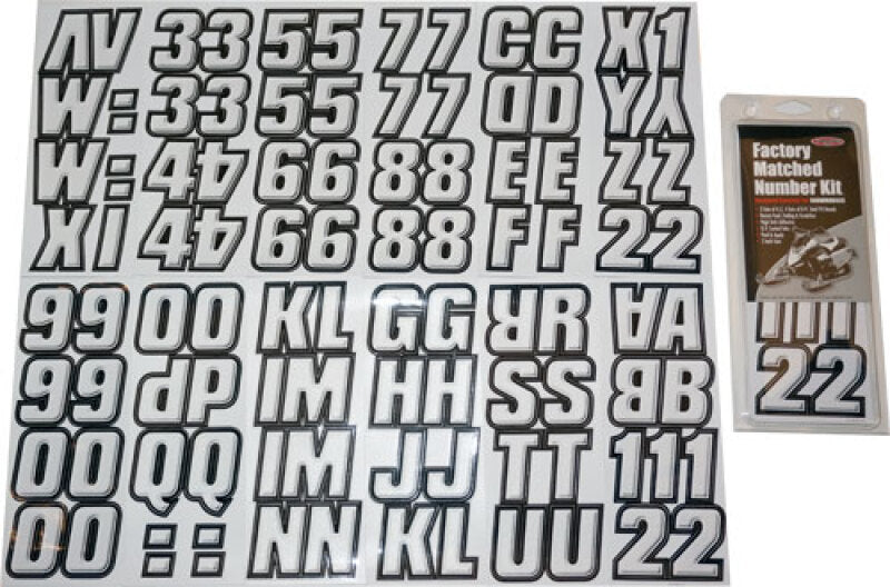 Hardline Snowmobile Lettering Registration Kit 2 in. - 500 White /Black