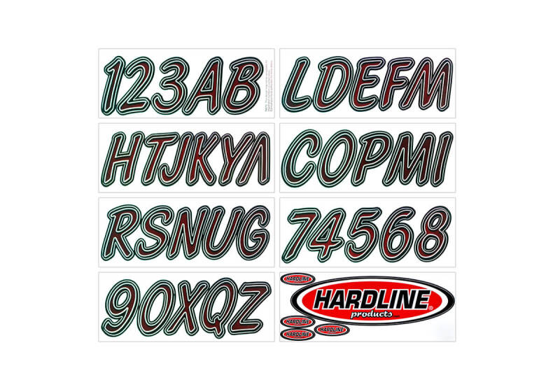 Hardline Boat Lettering Registration Kit 3 in. - 400 Burgundy/Black