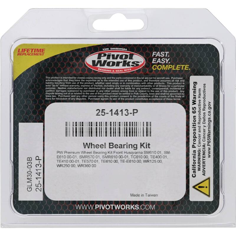 Pivot Works Husqvarna Wheel Bearing Kit Premium Bearings