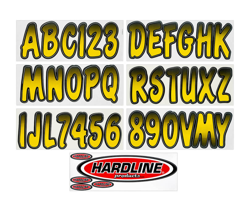 Hardline Boat Lettering Registration Kit 3 in. - 200 Yellow/Black