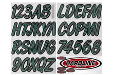 Load image into Gallery viewer, Hardline Boat Lettering Registration Kit 3 in. - 400 Forest green/Black