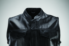 Load image into Gallery viewer, Kuryakyn Leather By River Road Vandal Club Vest Black - Small