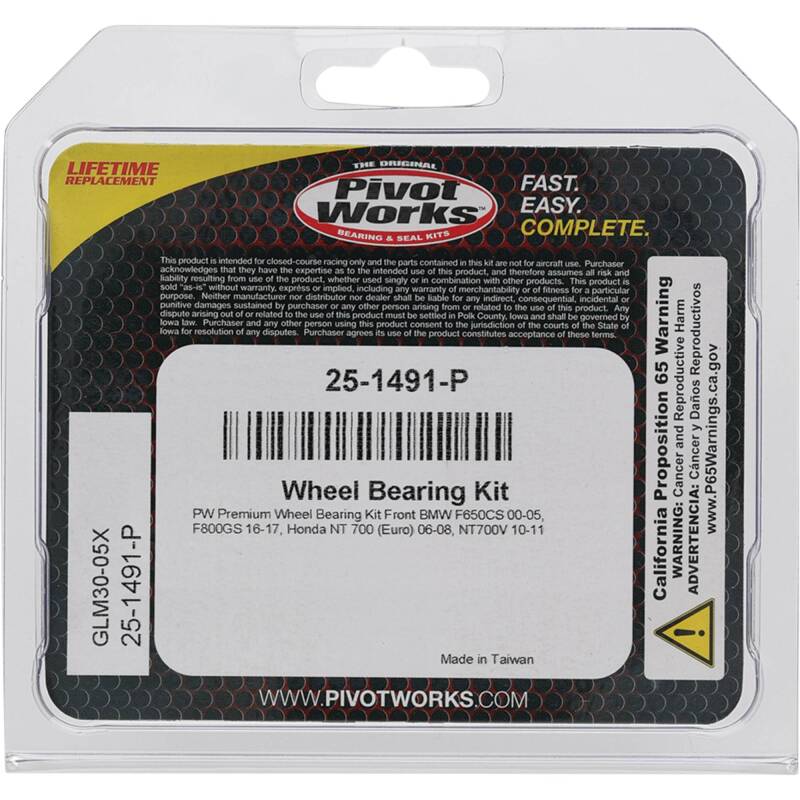 Pivot Works BMW, Honda Wheel Bearing Kit Premium Bearings