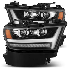 Load image into Gallery viewer, AlphaRex 19-20 Dodge Ram 1500 LUXX LED Proj Headlights Plank Jet Blk w/Activ Light/Seq Signal/DRL