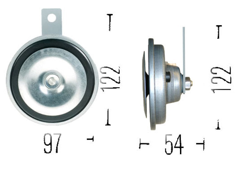 Hella Universal High-Tone Disc Horn 12V 400Hz (002952013 = 002952011)