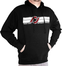 Load image into Gallery viewer, RockJock Hoodie Sweatshirt w/ RJ Logo and Horizontal Stripes Black Large Print on Front