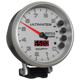 Autometer 5 inch Ultimate III Playback Tachometer 9000 RPM - Silver