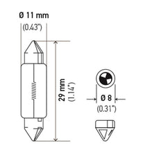 Load image into Gallery viewer, Hella Bulb 6430 24V 3W SV7-8 T2.5 8x29mm