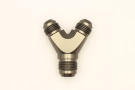 DeatschWerks 8AN Male Flare + 8AN Male Flare to 10AN Male Flare Y Block Fitting