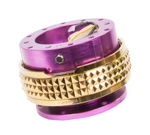Load image into Gallery viewer, NRG Quick Release Kit - Pyramid Edition - Purple Body / Chrome Gold Pyramid Ring