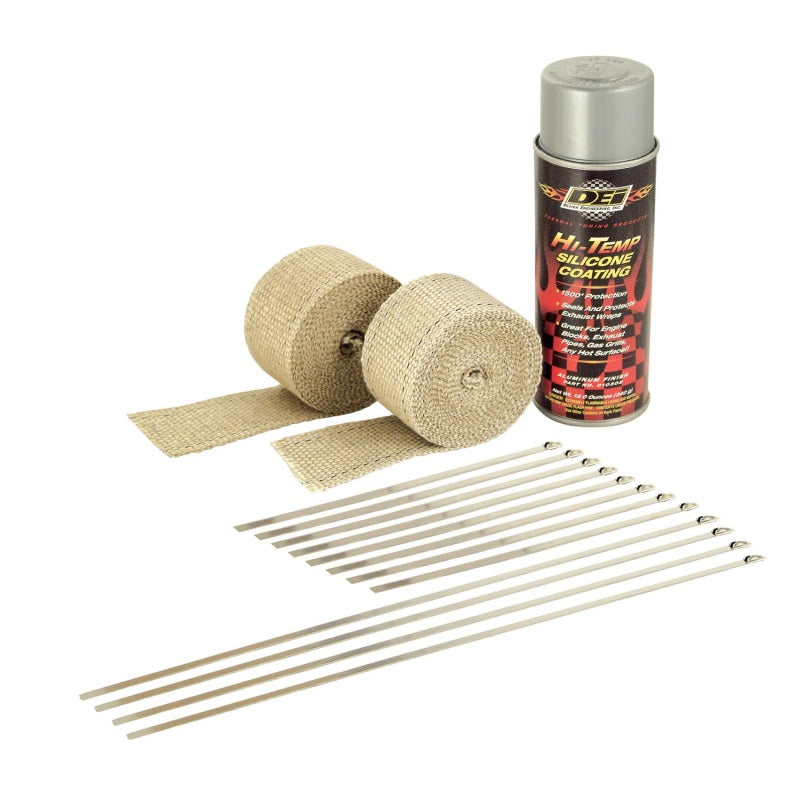 DEI Powersport Motorcycle Exhaust Wrap Kit - Tan Wrap w/Aluminum HT Silicone Coating