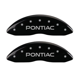 MGP 4 Caliper Covers Engraved Front Pontiac Engraved Rear GXP Black finish silver ch