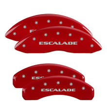 Load image into Gallery viewer, MGP 4 Caliper Covers Engraved Front &amp; Rear Escalade Red finish silver ch