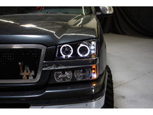 Load image into Gallery viewer, Spyder Chevy Silverado 1500 03-06 Projector LED Halo LED Amber Reflctr Blk PRO-YD-CS03-AM-BK