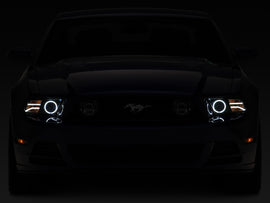 Raxiom 13-14 Ford Mustang LED Halo Projector Headlights- Black Housing (Clear Lens)