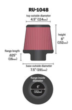 Load image into Gallery viewer, K&amp;N Universal Clamp-On Air Filter 6in Flange / 7-1/2in Base / 4-1/2in Top / 6in Height