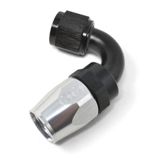 Load image into Gallery viewer, Russell Performance -8 AN Black/Silver 120 Degree Tight Radius Full Flow Swivel Hose End