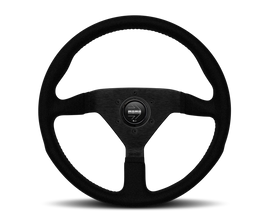 Momo Montecarlo Alcantara Steering Wheel 320 mm - Black/Black Stitch/Black Spokes
