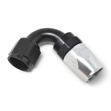 Load image into Gallery viewer, Russell Performance -8 AN Black/Silver 120 Degree Tight Radius Full Flow Swivel Hose End