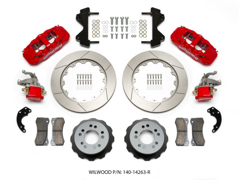 Wilwood AERO4 / MC4 Rear Kit 14.00 Red Currie Pro-Tour Unit Bearing Floater