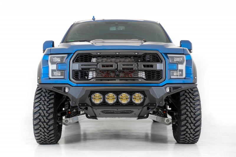 Addictive Desert Designs 17-20 Ford F-150 Raptor Bomber Front Bumper w/ 4 Rigid 360 6in Round Mounts