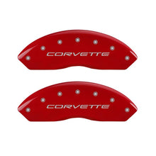 Load image into Gallery viewer, MGP 4 Caliper Covers Engraved Front &amp; Rear C5/Corvette Red finish silver ch