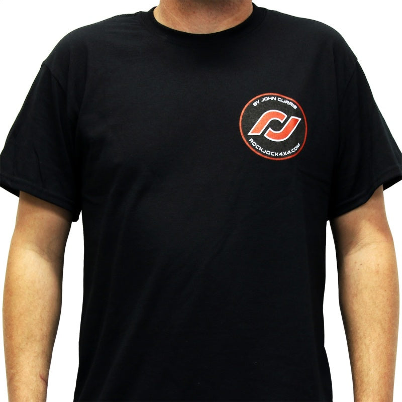 RockJock T-Shirt w/ Patch Logo on Front and Large Logo on Back Black Large