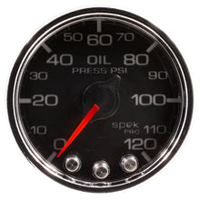 Load image into Gallery viewer, Autometer Spek-Pro Gauge Oil Press 2 1/16in 120psi Stepper Motor W/Peak &amp; Warn Blk/Chrm