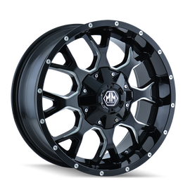 Mayhem 8015 Warrior 20x9 / 8x165.1 BP / 18mm Offset / 130.8mm Hub Black w/ Milled Spokes Wheel