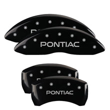 Load image into Gallery viewer, MGP 4 Caliper Covers Engraved Front &amp; Rear Pontiac Black Finish Silver Char 2008 Pontiac G8