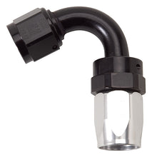 Load image into Gallery viewer, Russell Performance -10 AN Black/Silver 120 Degree Tight Radius Full Flow Swivel Hose End