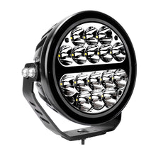 Load image into Gallery viewer, Go Rhino Xplor Blackout Series Round LED Driving Light w/DRL (Surface/Threaded Stud Mnt) 7in. - Blk