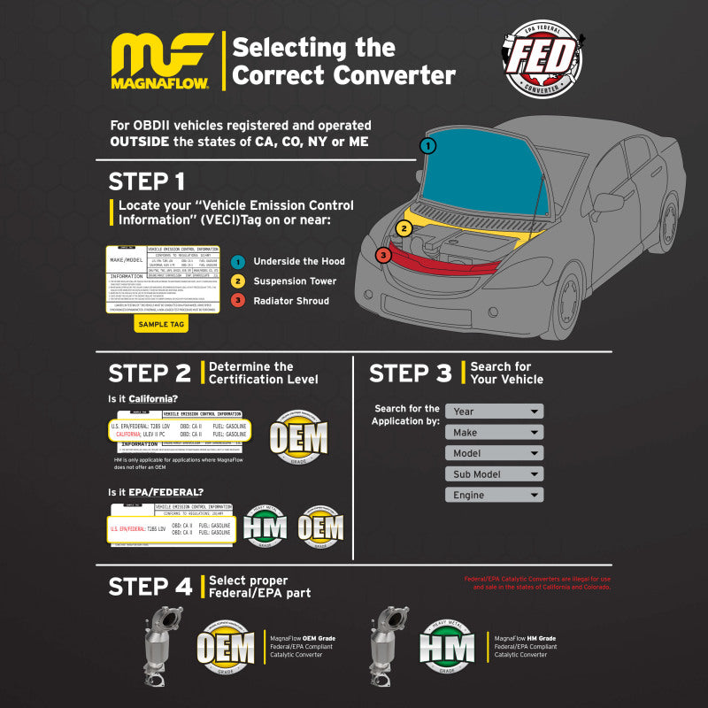 MagnaFlow 20-22 Ford F-350 Super Duty V8 7.3L Rear Underbody Direct Fit Catalytic Converter