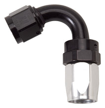 Load image into Gallery viewer, Russell Performance -8 AN Black/Silver 120 Degree Tight Radius Full Flow Swivel Hose End