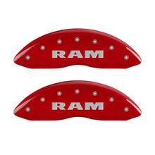 Load image into Gallery viewer, MGP 4 Caliper Covers Engraved Front RAM Engraved Rear RAMHEAD Red finish silver ch