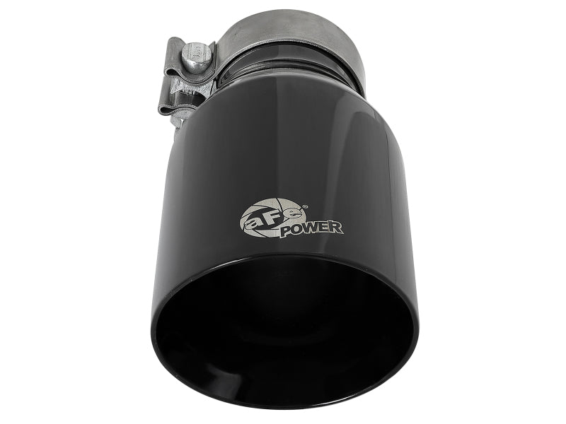 aFe MACH Force-Xp Univ 304 SS Double-Wall Clamp-On Exhaust Tip - Black - 3in Inlet - 4.5in Outlet