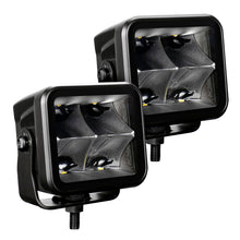 Load image into Gallery viewer, Go Rhino Xplor Blackout Series Cube LED Spot Light Kit (Surface/Threaded Stud Mnt) 3x3 - Blk (Pair)
