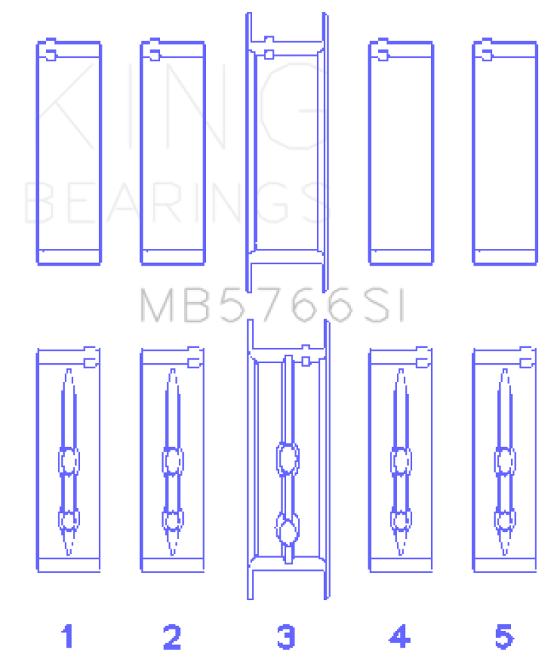 King GM LS1/2/4/6 (Housing Bore +.010) (Size .001 Oversized) Main Bearing Set