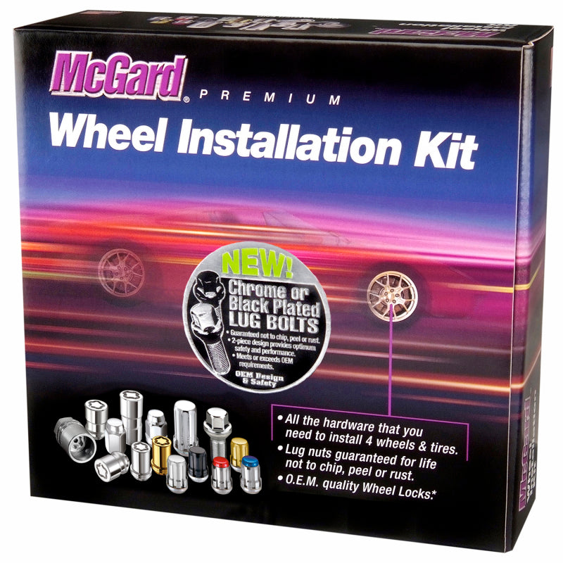 McGard 5 Lug Hex Install Kit w/Locks (Radius Seat Bolt) M14X1.5 / 17mm Hex / 26.3mm Shank L - Chrome