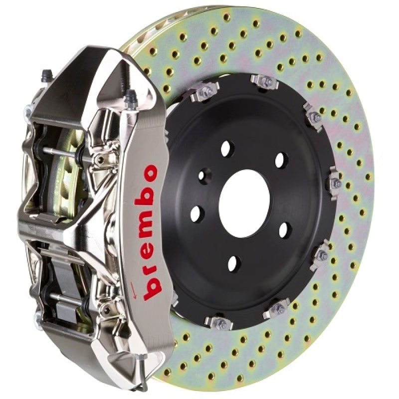 Brembo 13-17 Model S RWD Front GTR BBK 6 Piston Billet 380x34 2pc Rotor Drilled-Nickel