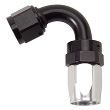 Load image into Gallery viewer, Russell Performance -6 AN Black/Silver 120 Degree Tight Radius Full Flow Swivel Hose End