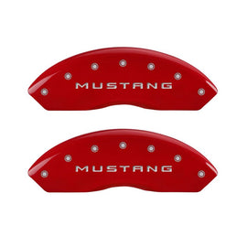 MGP 4 Caliper Covers Engraved Front Mustang Engraved Rear 37 Red finish silver ch