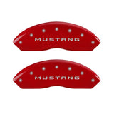 MGP 4 Caliper Covers Engraved Front Mustang Engraved Rear GT Red finish silver ch