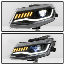 Load image into Gallery viewer, Spyder Chevy Camaro 16-18 Halogen Model Full LED Headlights Black PRO-YD-CCAM16HALAP-SEQ-BK