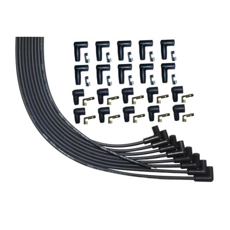 Moroso Universal V8 90 Deg Plug Unsleeved HEI & Non-HEI 90 Ultra Spark Plug Wire Set - Black