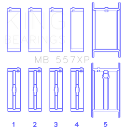 King General Motors 262/267/302/307.010in Undersize Crankshaft XP-Series Main Bearing Set (Set of 5)