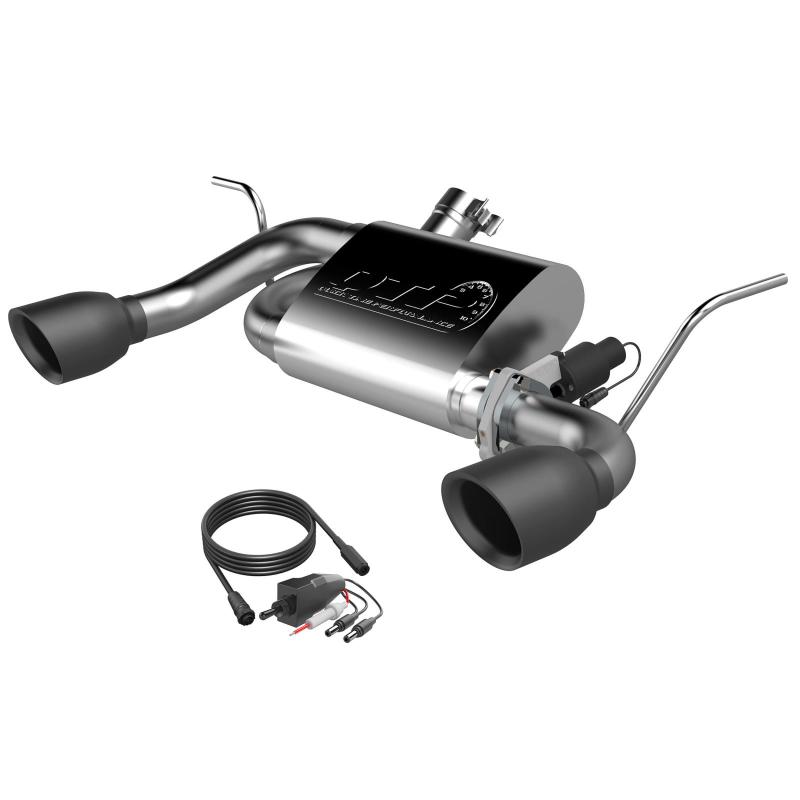 QTP 07-18 Jeep Wrangler 3.6L/3.8L 304SS Screamer Axle Back Exhaust w/4in Black Tips