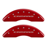 MGP 4 Caliper Covers Engraved Front Gen 5/Camaro Engraved Rear Gen 5/Z28 Red finish silver ch