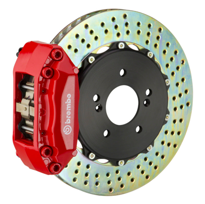 Brembo 99-05 S2000 Rear GT BBK 4 Piston Cast 328x28 2pc Rotor Drilled-Red