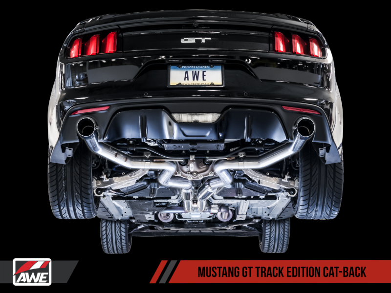 AWE Tuning S550 Mustang GT Cat-back Exhaust - Track Edition (Diamond Black Tips)